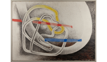 100 Years of Creative Visions (SEP 13 – DEC 7, 2025) | Laszlo Moholy-Nagy, CH XI (39), Oil on canvas, 21 1/4 in. x 28 3/8 in. x 1/2 in., Museum Purchase, Susan L. Mills Fund, 1940.181